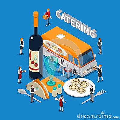 Catering Isometric Composition Vector Illustration
