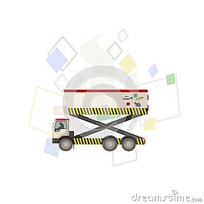Catering or lift truck with pallet and colorful diamonds on white isolated background, vector illustration for making prints, Vector Illustration