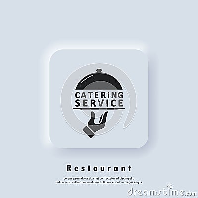 Catering service logo. Catering services icon. Vector. Neumorphic UI UX white user interface web button. Neumorphism Vector Illustration