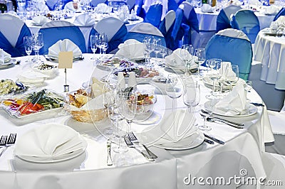 Catering service table decoration Stock Photo