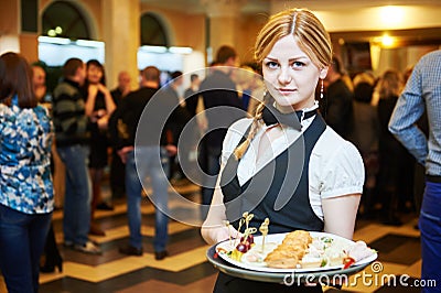 Catering service. waitress on duty Stock Photo