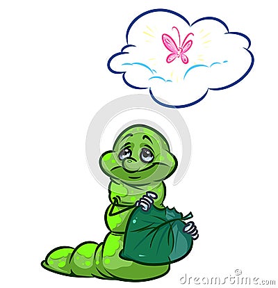 Caterpillar dream butterfly cartoon illustration Cartoon Illustration