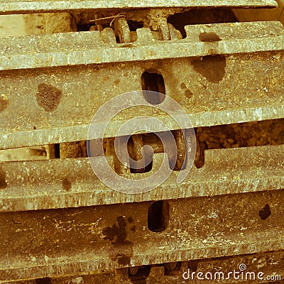 caterpillar tractor wheel Stock Photo