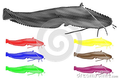 Catfish silhouette vector Vector Illustration