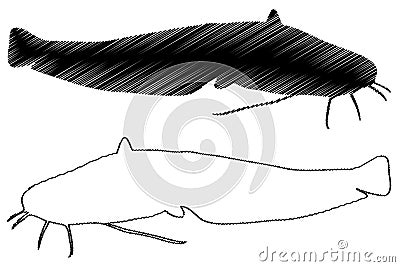 Catfish silhouette vector Vector Illustration