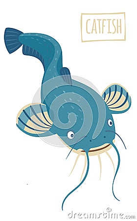 Catfish, vector cartoon illustration Vector Illustration