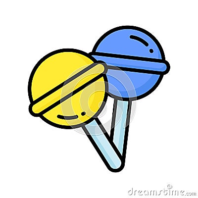 Cath a sight of this beautiful icon of lollipops, sugar hard candy mounted on stick Vector Illustration