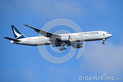 Cathay Pacific Airlines Boeing B777 Arriving at Sydney Airport Editorial Stock Photo
