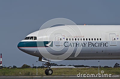 Cathay Pacific Plane Runway Editorial Stock Photo