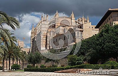 La Seu Cathedral in Palma , Mallorca , Spain Editorial Stock Photo