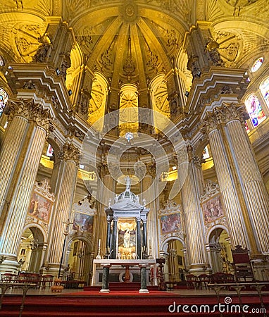 Cathedral of the Andalusian city of Malaga, Spain Editorial Stock Photo