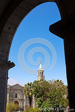 Cathedral and Arch Stock Photo