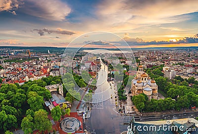 The Cathedral of the Assumption in Varna, Aerial view Stock Photo