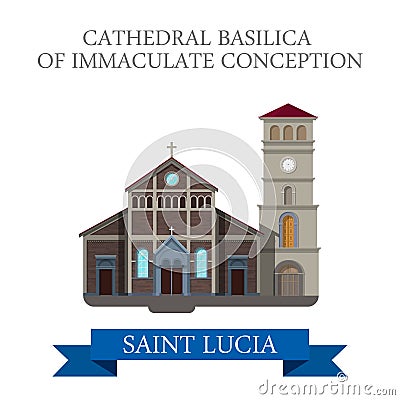 Cathedral Basilica Immaculate Conception Saint Luc Cartoon Illustration