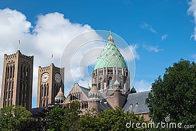 The cathedral basilica Sint-Bavo is the cathedral of the diocese of Haarlem Amsterdam Editorial Stock Photo