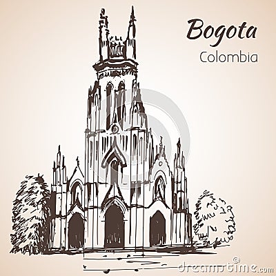 Cathedral of Bogota. Sketch. Vector Illustration