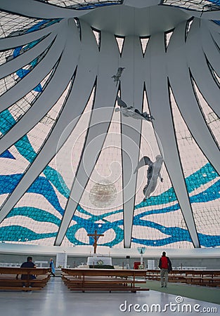 Brasilia capital catherdral by Oscar Niemeyer in Brasil Editorial Stock Photo