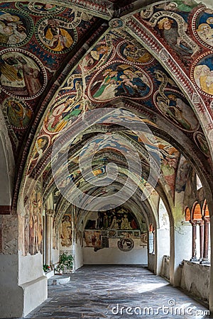 Cathedral of Brixen, South Tyrol. Frescoes in the cloister. Stock Photo