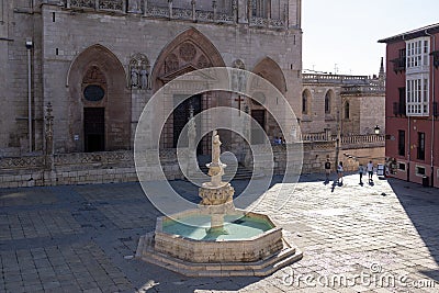 Fountain outside Burgos Cathedral Stock Photo