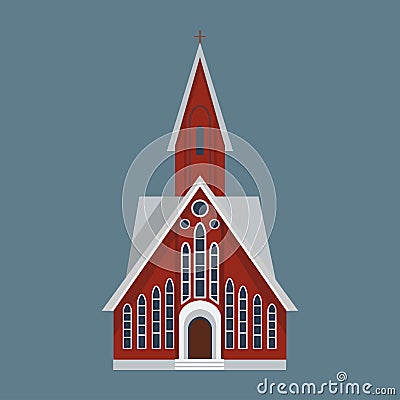 Cathedral catholic churche temple building landmark tourism world religions and famous structure traditional city Vector Illustration