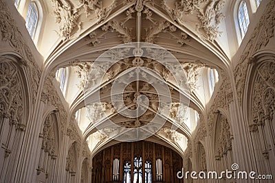 cathedral ceiling with carved angels and cherubs Stock Photo