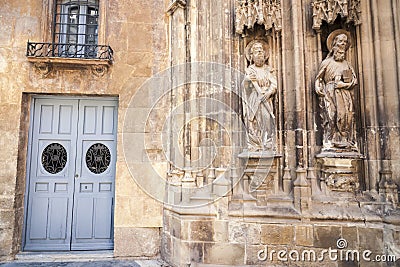 Cathedral Church of Saint Mary,detail door and religious image s Editorial Stock Photo