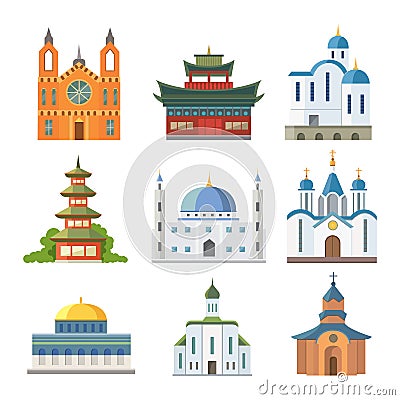 Cathedral church temple traditional building famous landmark tourism vector illustration Vector Illustration