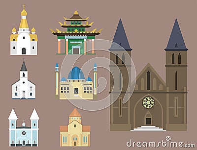 Cathedral church temple traditional building famous landmark tourism vector illustration Vector Illustration