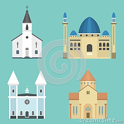 Cathedral church temple traditional building famous landmark tourism vector illustration Vector Illustration