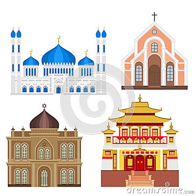 Cathedral church temple traditional building landmark tourism vector illustration Vector Illustration