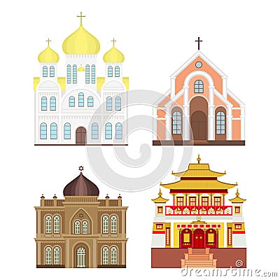 Cathedral church temple traditional building landmark tourism vector illustration Vector Illustration