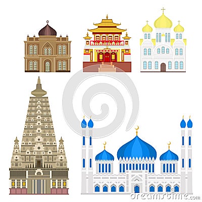 Cathedral church temple traditional building landmark tourism vector illustration Vector Illustration