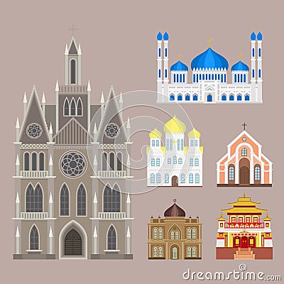 Cathedral church temple traditional building landmark tourism vector illustration Vector Illustration