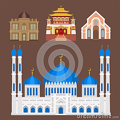 Cathedral church temple traditional building landmark tourism vector illustration Vector Illustration