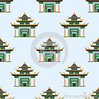 Cathedral church temple traditional building seamless pattern famous landmark tourism vector illustration Vector Illustration