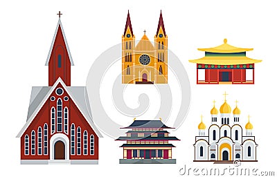 Cathedral churche temple building landmark tourism world religions and famous structure traditional city ancient old Vector Illustration