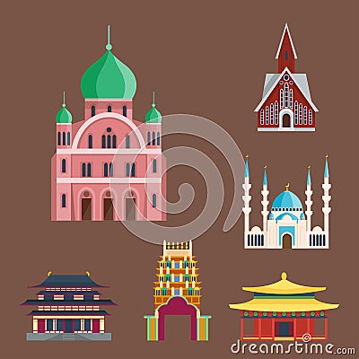 Cathedral churche temple building landmark tourism world religions and famous structure traditional city ancient old Vector Illustration