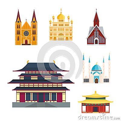 Cathedral churche temple building landmark tourism world religions and famous structure traditional city ancient old Vector Illustration