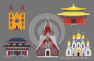 Cathedral churche temple building landmark tourism world religions and famous structure traditional city ancient old Vector Illustration