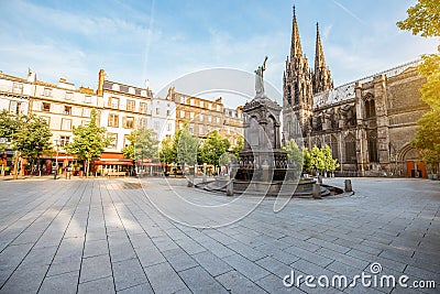 Cathedral in Clermont-Ferrand city Stock Photo