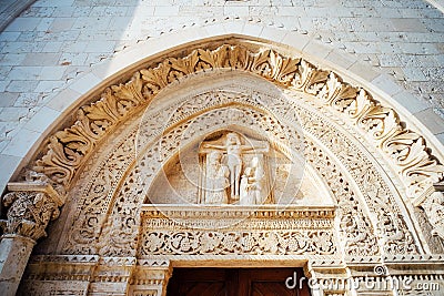 Cathedral decoration portal Santa Maria Assunta in Conversano Stock Photo