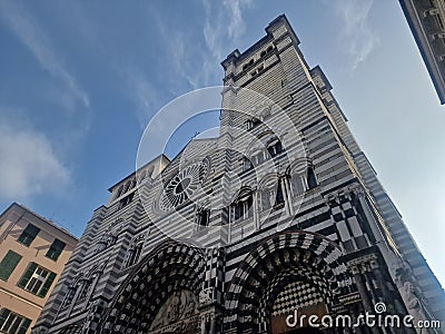 Cathedral dome church of San Lorenzo in Genoa center historic town, Liguria, Italy Stock Photo