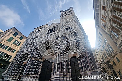 Cathedral dome church of San Lorenzo in Genoa center historic town, Liguria, Italy Stock Photo