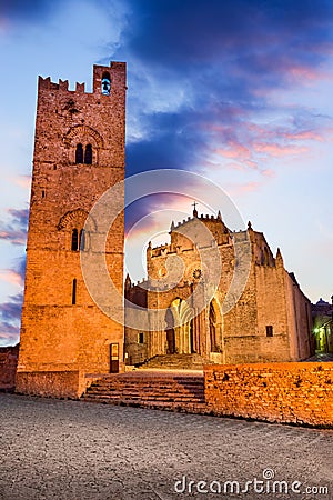 Cathedral of Erice in Sicily - Italy Stock Photo
