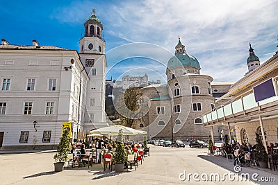 Cathedral,Fortress And Glockenspiel-Salzburg Stock Photo