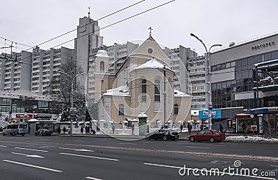 Cathedral of the Holy Apostles Peter and Paul the oldest church in the city of Minsk Editorial Stock Photo