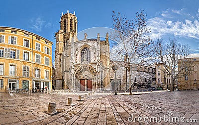 The Aix Cathedral in Aix-en-Provence, France Stock Photo