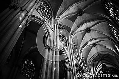 Cathedral interior, gothic style, spanish Editorial Stock Photo