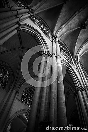Cathedral interior, gothic style, spanish Editorial Stock Photo