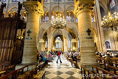 cathedral interior, notre-dame de paris Editorial Stock Photo